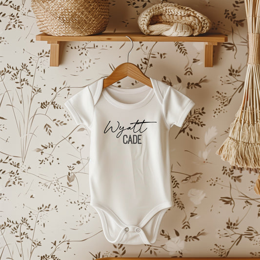 Personalized Baby Boy Name Bodysuit Custom Name Announcement Outfit Baby Shower Gift with Name Baby Name Reveal