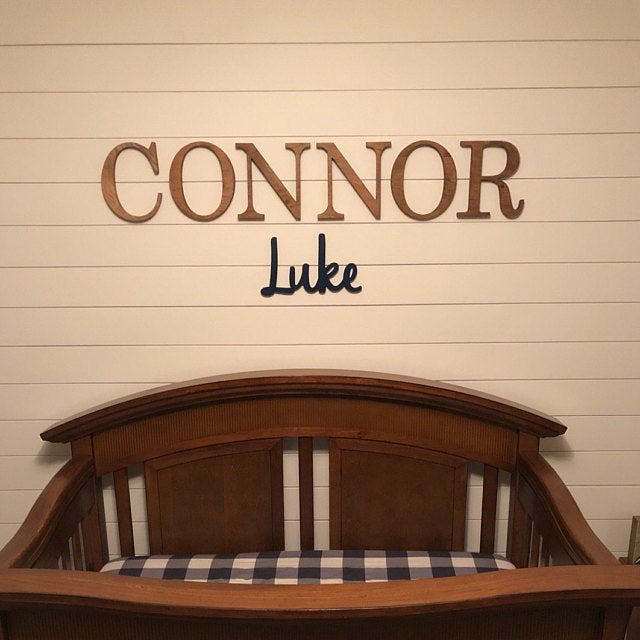 Custom First & Middle Name Wooden Sign | Over the Crib Nursery Wall Decor